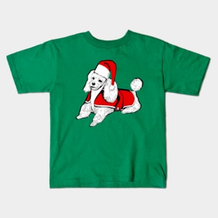 christmas santa claus poodle dog Kids T-Shirt